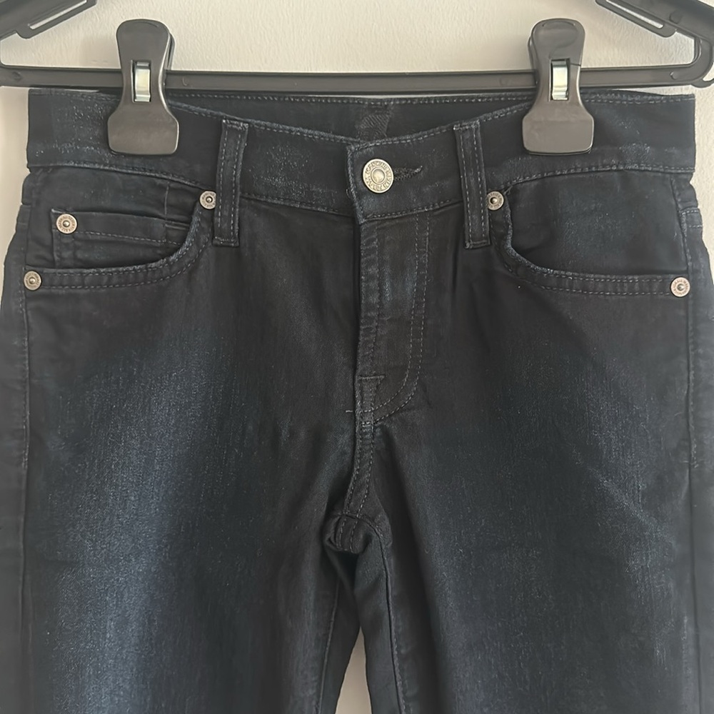 7 For All Mankind Dark Blue Denim Jean Shorts Women's Size 24 Super Soft Great C